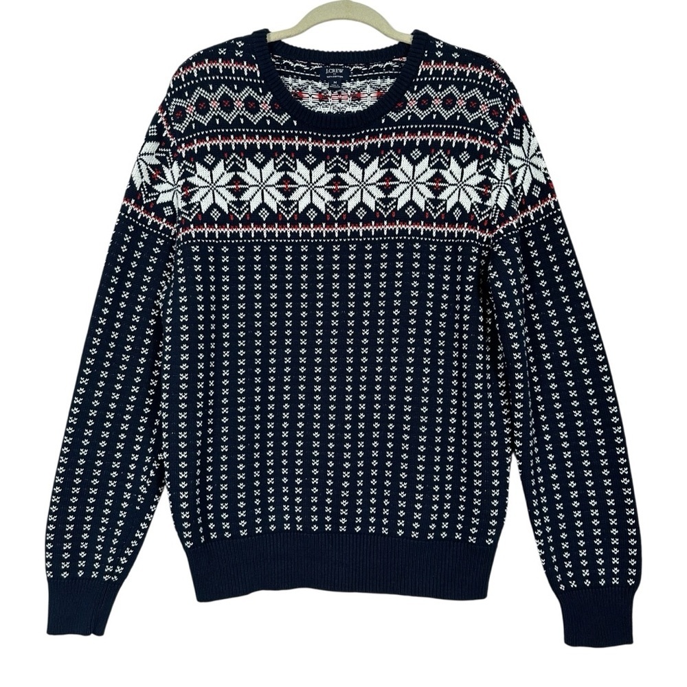 J. CREW FACTORY COTTON FAIR ISLE CREWNECK SWEATER SIZE MEDIUM